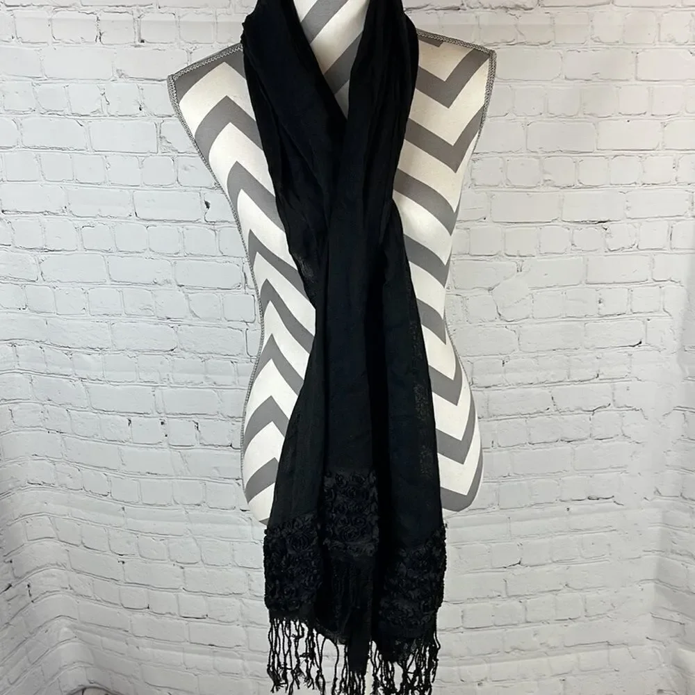 Black Floral Multi-use Scarf